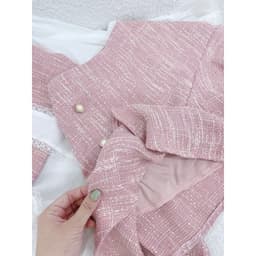 Set Tiểu Thư Áo Sơ Mi Cổ Thắt Nơ Tay Dài Mix Chân Váy Vải Bố - Áo Linen Gài Nơ Kèm Váy Đính Cúc [Hàng Thiết Kế Lahoute] 9