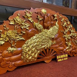 Tranh Quạt Phu Thê Viên Mãn Gỗ Hương Liền Khối 2