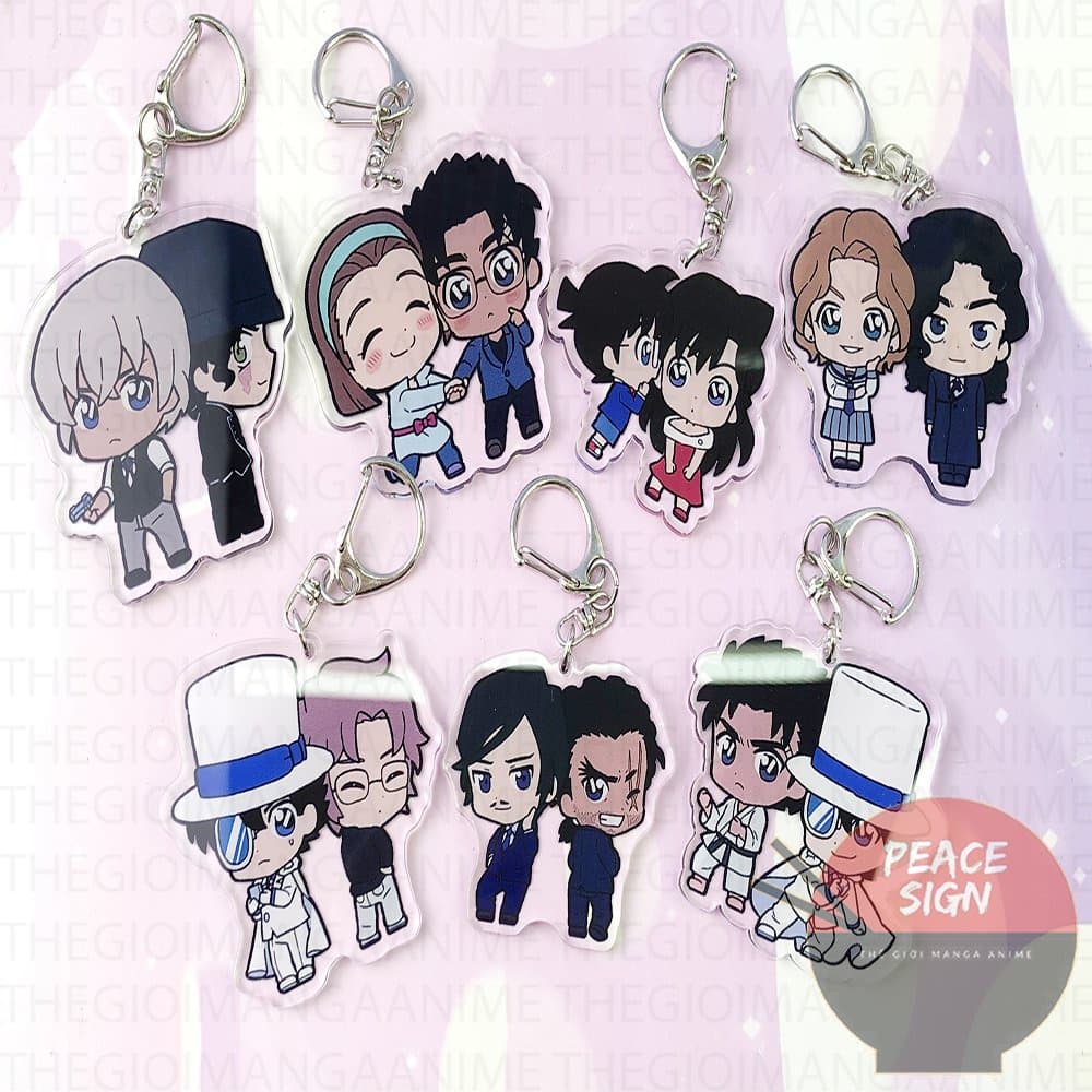 (mua 1 tặng 1) ( Mica trong acrylic ) Móc khóa CONAN THÁM TỬ LỪNG DANH ver COUPLE chibi anime quà tặng xinh xắn