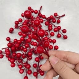 Nhánh 7 hạt mai đỏ đào đông phụ kiện chụp ảnh và trang trí Tết 3