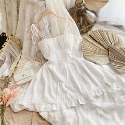 Đầm nữ trắng hai dây cúp ngực dáng xoè - Đầm nữ 2 dây bèo nhún - Đầm hotgirl đũi nhấn ngực 4