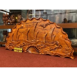 Tranh quạt thuận buồm xuôi gió,gỗ hương sơn pu cao cấp 3
