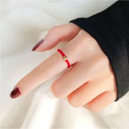 (2 Màu) Nhẫn Tình Duyên Đỏ Đen Hạt Vàng Phong Cách Đơn Giản Thanh Lịch May Mắn Và Bình An Ring Couple 4