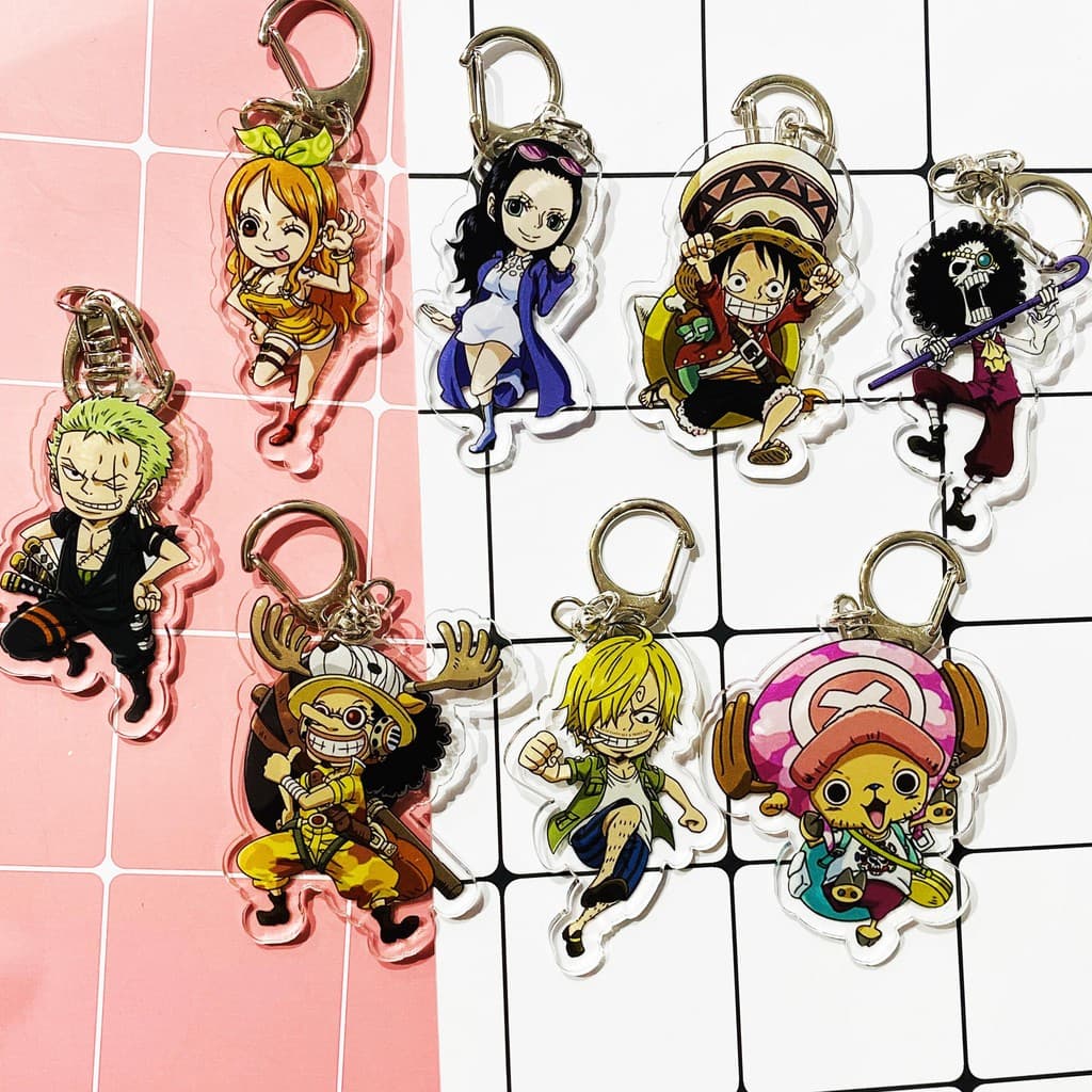 (Mua 1 tặng 1) Móc khóa One Piece Đảo Hải Tặc ver Stamped quà tặng Mica trong acrylic in hình anime chibi