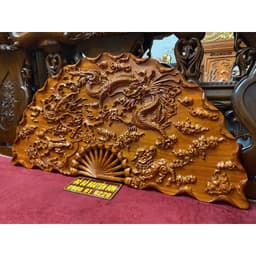 Tranh Quạt tứ linh gỗ hương sơn pu cao cấp kích thước 60*120,dày 4cm 3
