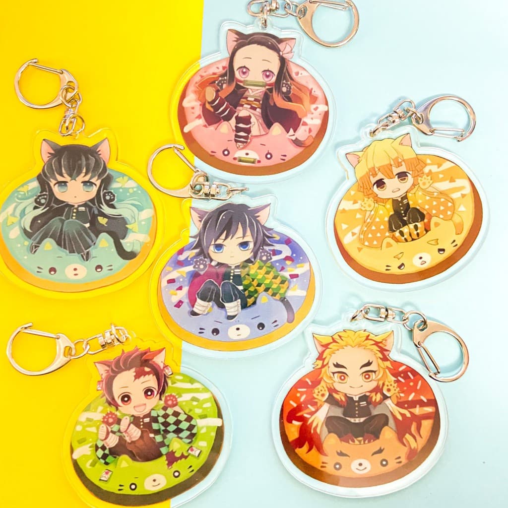 (mua 1 tặng 1) ( Mica ) Móc khóa KIMETSU NO YAIBA THANH GƯƠM DIỆT QUỶ VER PHAO BƠI quà tặng dễ thương