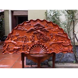 Tranh Quạt Gỗ Đồng Quê Kích Thước 60*120cm sơn pu cao cấp 1