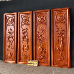Bộ Tranh Tứ Bình Gỗ Hương Sơn Pu cao cấp 6