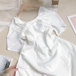 Đầm nữ dự tiệc trắng nơ phủ vai - Váy nữ phối nơ ngực bẹt vai - Đầm nữ trắng dáng xòe rớt vai 4