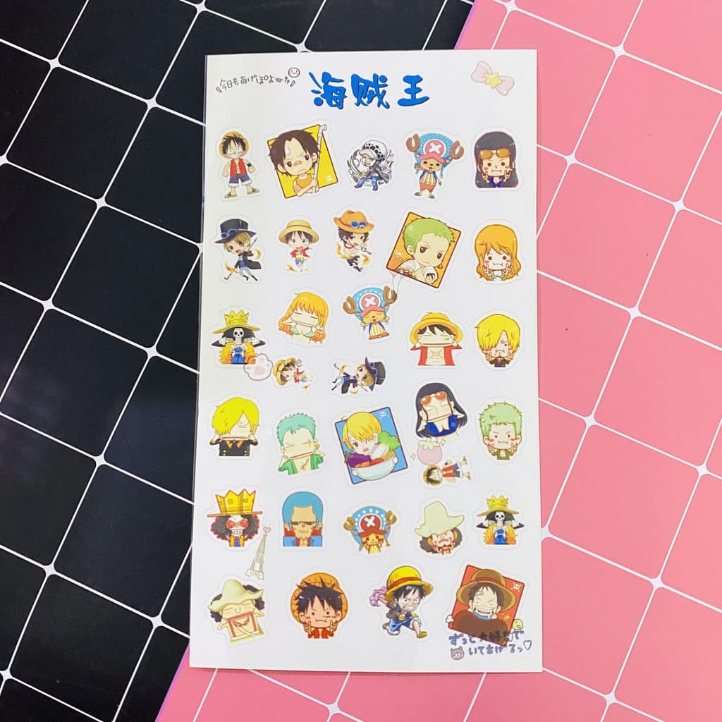 Ảnh dán trong 1 tấm sticker anime chibi dễ thương quà tặng trang trí xinh xắn