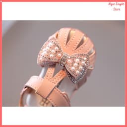 Dép sandal cao cấp tập đi trẻ em phối nơ phong cách vintage chống vấp cho bé gái [A10] 5