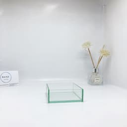 Khay nhỏ bằng kính dùng trồng cây thuỷ sinh, để thức ăn cho tép kích thước 8x8x3cm 4