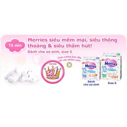 Hàng Chính Hãng - Tã/Bỉm dán Merries S82, M64, L54, L54, XL44, NB90 3