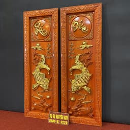 Tranh Gỗ Lý Ngư Vọng Nguyệt " Phúc Đức" 3