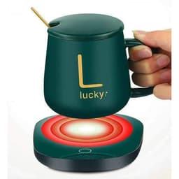 Cốc Hâm Nóng đồ uống kèm đế điện, Bộ Cốc sứ kèm đế điện hâm nóng trà, cafe, hâm sữa + Tặng kèm thìa vàng, hộp sang trọng 9