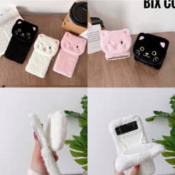 [CÓ SẴN] Ốp lưng điện thoại Samsung Z Flip 3 - Z Flip 4 - ZFlip3 - ZFlip4 5G bé mèo phủ lông mềm mịn bảo vệ màn hình phụ 5