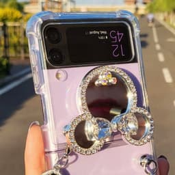 Z Flip 3 - Z Flip 4 - ZFlip3 - Flip3 5G mickey đính đá kèm dây đeo dài lấp lánh chống sốc 2