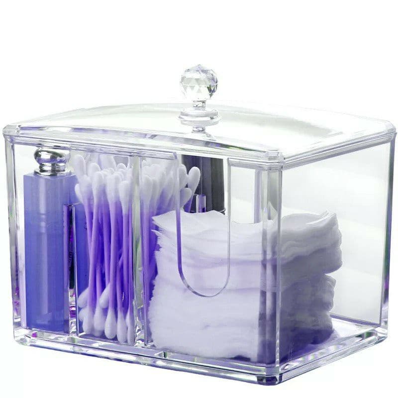 Hộp đựng bông tẩy trang và tăm bông bằng mica trong suốt cao cấp , hộp đựng trang sức tiện lợi