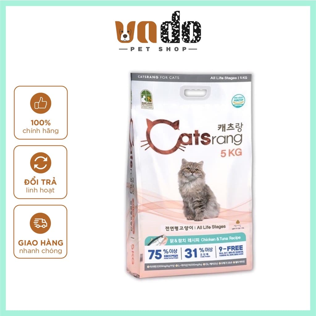 [Bao bì mới] Hạt Catsrang 5kg - Thức ăn cho mèo Cat Rang