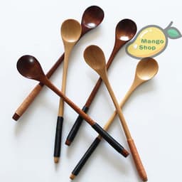 Thìa gỗ cán dài cuốn dây 20*3cm loại đẹp ( thìa muỗng mật ong mứt phong cách Nhật Bản ) 5