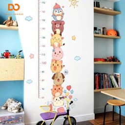 Decal dán tường thước đo chiều cao động vật dễ thương cho bé trang trí phòng ngủ dán tủ quần áo 6