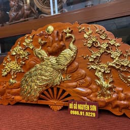 Tranh Quạt Phu Thê Viên Mãn Gỗ Hương Liền Khối 6