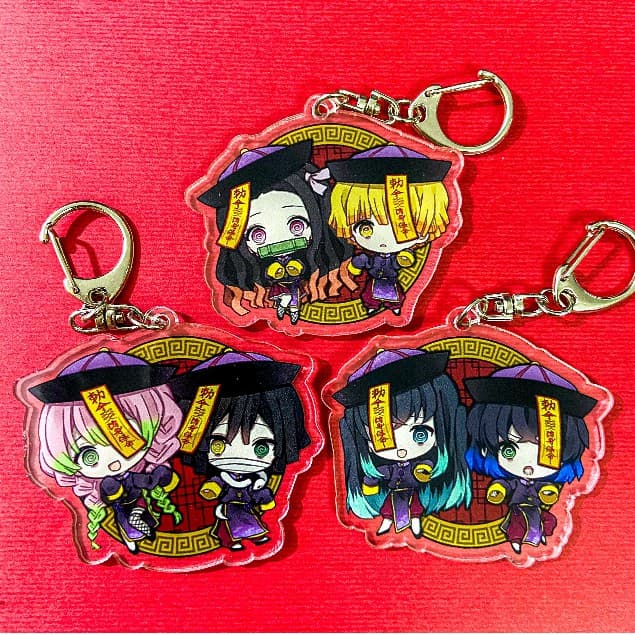 (mua 1 tặng 1) ( Mica ) Móc khóa KIMETSU NO YAIBA THANH GƯƠM DIỆT QUỶ ver Couple Cương Thi anime chibi đáng yêu