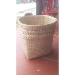 Giỏ cói trồng cây, đựng quần áo/decor tự nhiên kính phi 35cm 9