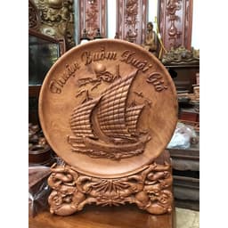 Đĩa Phong thuỷ thuận buồm xuôi gió gỗ hương đá liền khối 1