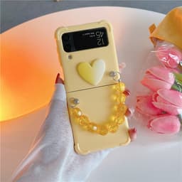 Ốp silicon Samsung Z Flip 3 - ZFlip 3 - ZFlip3 - Flip3 5G charm tim ombre kèm dây hạt pha dễ thương 5