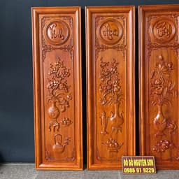 Bộ Tranh Tứ Bình Gỗ Hương Sơn Pu cao cấp 5