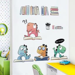 Decan dán tường 3d cho bé khủng long học bài trang trí phòng ngủ tủ quần áo 7