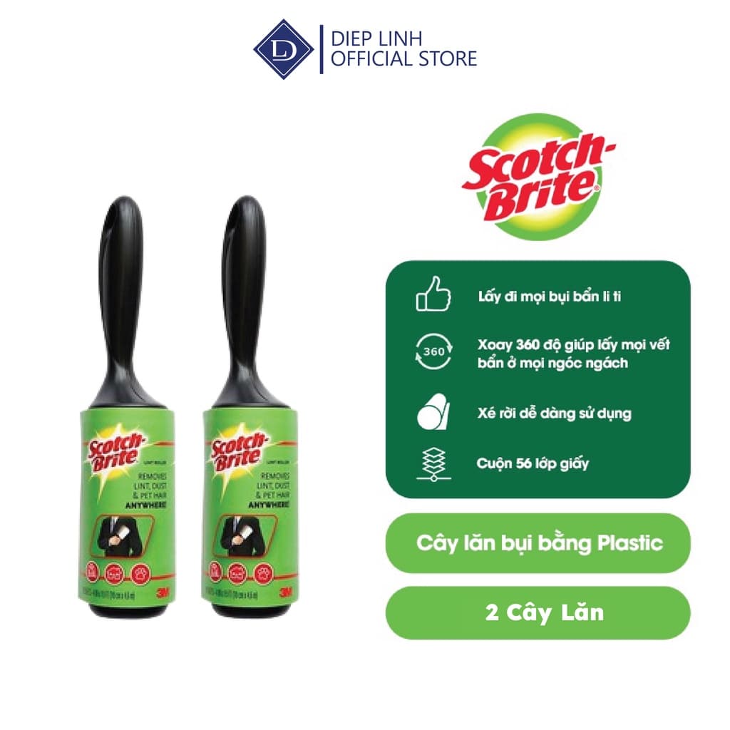 Cây Lăn Bụi Loại Lớn Scotch Brite 30 Lớp, Cây Lăn Bụi Làm Sạch Lông Chó Mèo,Bụi Quần Áo,Ghế Sofa