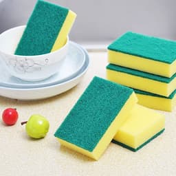 Miếng rửa chén bát 2 mặt xanh vàng tiện dụng,Miếng bọt biển tạo bọt cọ rửa xoong nồi siêu sạch 2