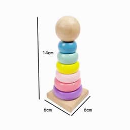 Đồ chơi tháp cầu vồng gỗ màu Macaron cho bé xếp chồng - tháp chồng mini 7 vòng 4