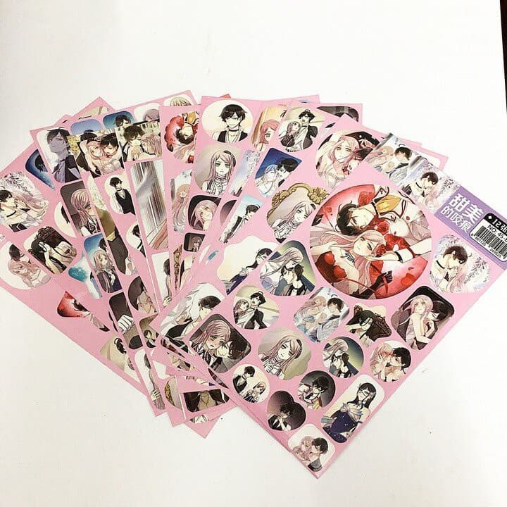 (12 tấm) Ảnh dán sticker VẾT CẮN NGỌT NGÀO in hình anime chibi dễ thương