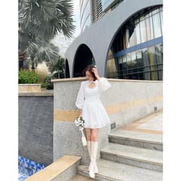 [Xả kho nghỉ bán] Đầm nữ lụa phối voan cột nơ hở lưng, ảnh thật trải sàn - Đầm nữ xòe vải voan lụa công chúa tay dài 8