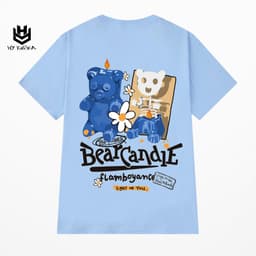 Áo Thun Tay Lỡ HY KOREA Phom Rộng Unisex nam nữ 45-80kg Bear Candle TLLC44 1