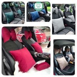 Bộ gối tựa lưng kèm gối tựa đầu ô tô vải nhung cao cấp loại đẹp 1
