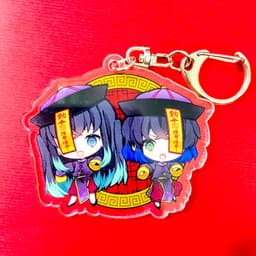 (mua 1 tặng 1) ( Mica ) Móc khóa KIMETSU NO YAIBA THANH GƯƠM DIỆT QUỶ ver Couple Cương Thi anime chibi đáng yêu 2