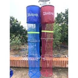 SIÊU RẺ] Rọng Đựng Cá cao cấp DAIWA , màu đỏ và xanh , khung inox chắc chắn , chất liệu lưới viên cao su không thấm nước 1