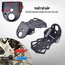 Cặp gác chân xe đạp thể thao kim loại chắc chắn, gấp gọn thoải mái GCN01 6