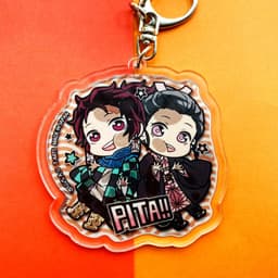 (Mica trong acrylic) (V2) Móc khóa Kimetsu no Yaiba Thanh gươm diệt quỷ ver Pita! couple in hình anime chibi 5