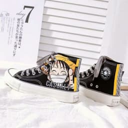 Giày thể thao nam nữ cổ cao Luffy hải tặc mũ rơm One Piece anime 5