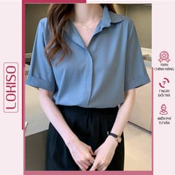 Áo sơ mi nữ kiểu tay ngắn form rộng công sở LOKISO SM05 1