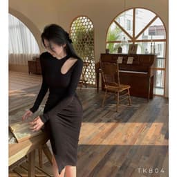Đầm Nữ Body Khoét Vai Dáng Dài - Váy Thun Gân Bó Eo Hở Vai [Hàng Thiết Kế Lahoute] 5