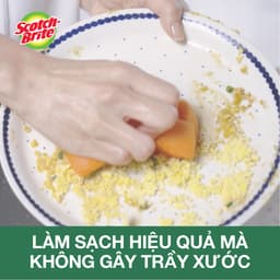 Miếng rửa chén hạt nổi không trầy xước Scotch Brite 3M đa năng, mút kháng khuẩn, không bám cặn màu cam/xanh 6