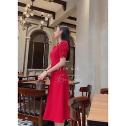[Xả kho nghỉ bán] Đầm nữ dự tiệc mango nhún eo tôn dáng - Váy đũi midi dáng ôm 2 màu 5
