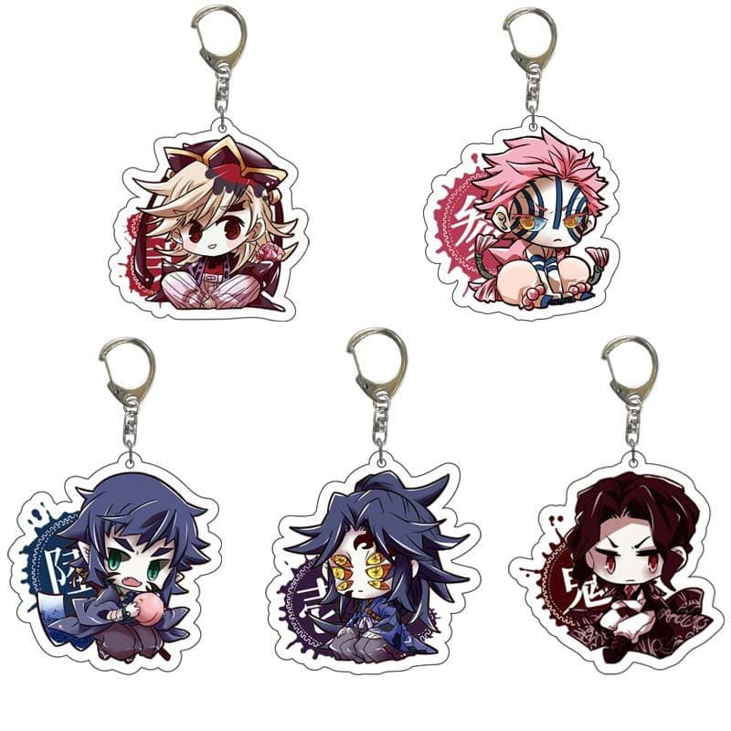 (Mua 1 tặng 1) Móc khóa KIMETSU NO YAIBA VER NGŨ QUỶ THANH GƯƠM DIỆT QUỶ Mica trong acrylic anime chibi