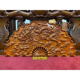 Tranh Quạt tứ linh gỗ hương sơn pu cao cấp kích thước 60*120,dày 4cm 1
